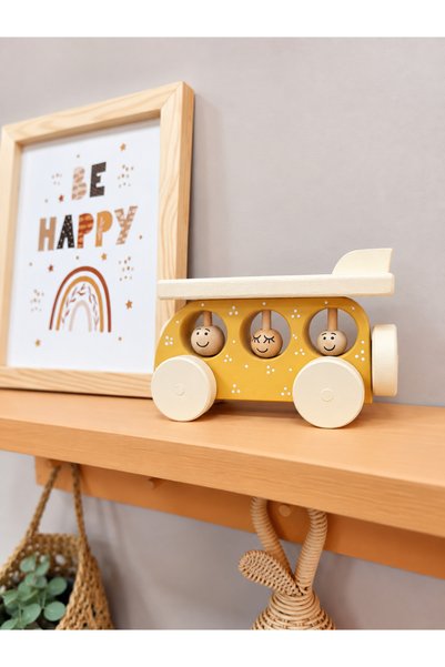 tnyminywood AİLE ARABASI AHŞAP OYUNCAK ARABA BEBEK OYUNCAK ARABA MONTESSORİ B...