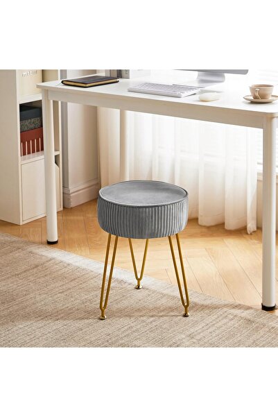 NO BRAND Scaun de bucătărie rotund, gri, elegant, pentru masă de toaletă, dor...