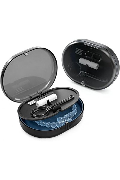ALMEKAQUZ Retainer Case for Travel, Portable Denture Bath Container with Clea...