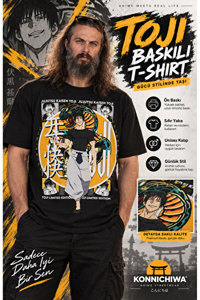 FG KONNİCHİWA Jujutsu Kaisen Satoru Gojo Suguru Geto Sukuna Printed Black T-S...