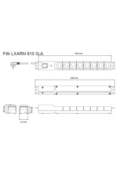Lestar LXARM 810 3L G-A K.:CZ 3,0M 19"PDU Prelungitor cu prize