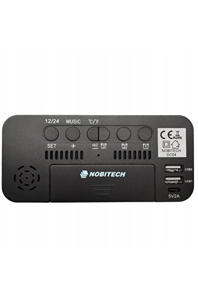 nobitech Ceas deșteptător electronic LED cu difuzor puternic, ceas de masă, t...