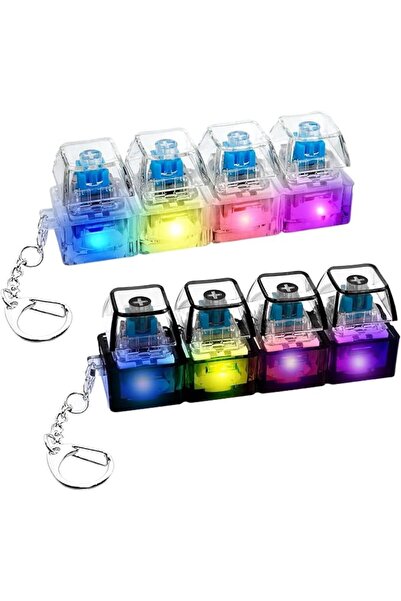 Yelajoy 2Pcs Keyboard Fidget Keychains, Loud Fidgets Keychain with LED Lights...