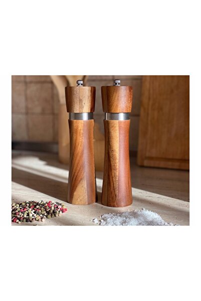 NO BRAND SET 2X RĂZĂTOARE DE SARE ȘI PIPER DIN LEMN, MOARĂ DE MĂRUIT MANUALĂ ...