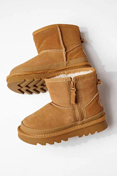 Zaira Ghete fete îmblanite camel din piele naturala intoarsa Anita #30481 - 32