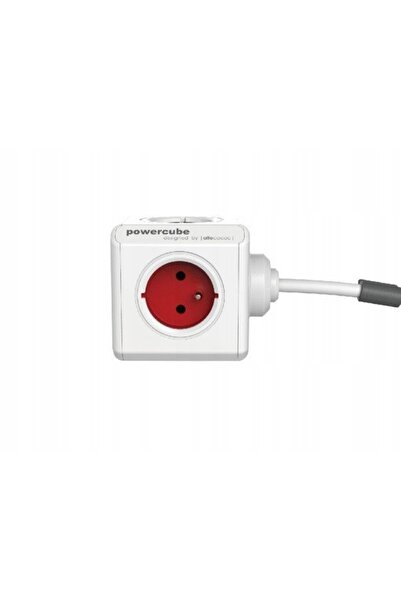 Allocacoc Cablu prelungitor USB PowerCube 1,5m, 4 prize + 2x USB, roșu