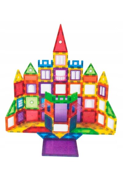 Maller Tech 107 piese Jucărie puzzle educativă magnetică 3D cu blocuri de con...