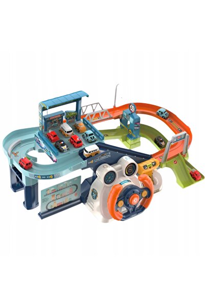 NO BRAND Turn de parcare Parcare auto Obstacol Garaj interactiv 4 mașini Tobogan