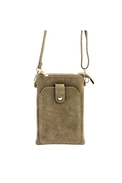 Vera Pelle Geantă crossbody de damă LUKA, din piele taupe și piele întoarsă, ...