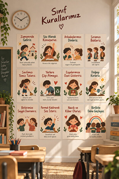 Himama Sanat Sınıf Panosu Süsleme Seti | 4 Adet 50 cm Kraft Pano Kağıdı + 8 A...