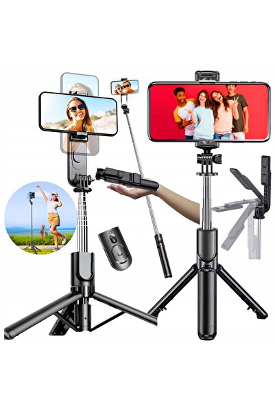 NO BRAND Selfie stick cu telecomandă Bluetooth și trepied + Suport pentru tre...