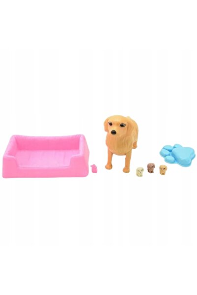 For Fun Set păpușă cu cățeluș, picioare mobile, bol și culcuș