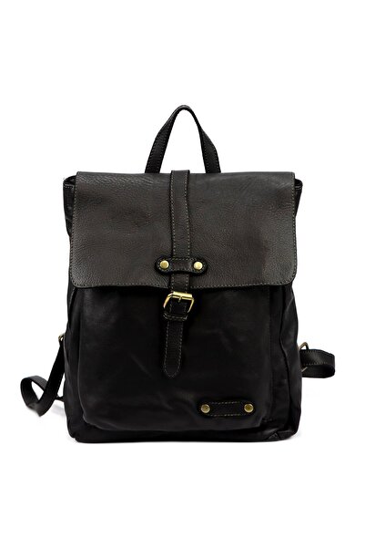 Vera Pelle Rucsac din piele urban elegant de damă vintage VS negru