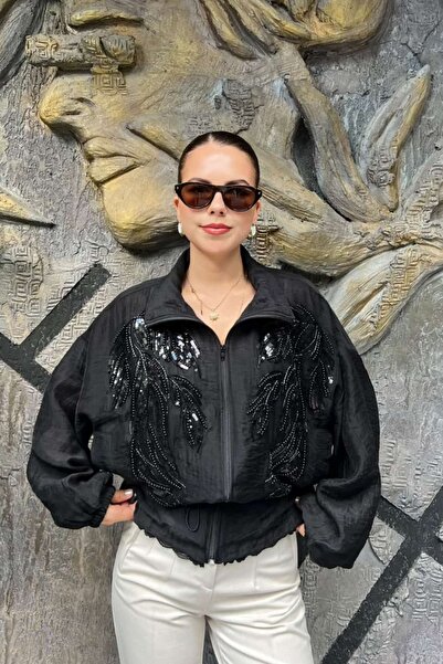 sunfyre Embroidered Stand Collar Tencel Design Zippered Jacket Sun527
