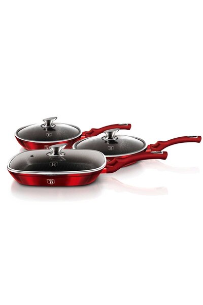 Berlinger Haus BH-6189 - Set de 6 tigăi din granit Inducție Burgundy