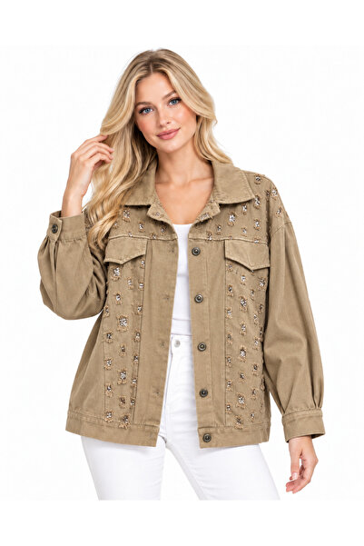 MARWARİ OTANTİK BUTİK New Season Women's Jacket Italian Gabardine with Sequin...