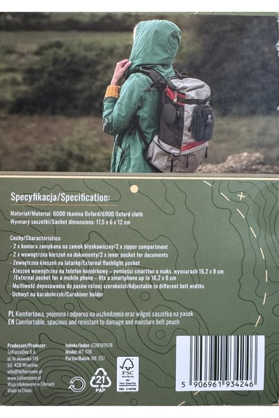 NO BRAND Organizator borsetă de șold Wild Trek 17,5 x 12 x 6 cm negru
