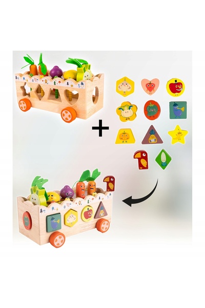 NO BRAND Jucărie educativă Montessori din lemn pentru sortarea legumelor, mor...