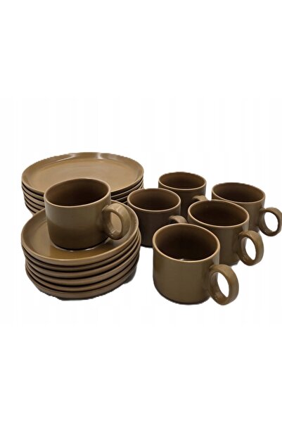 NO BRAND Set vintage din piatră PRL, cești de curry, farfurioare, farfurii de...