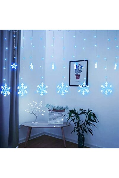 ZOLTA Perdea luminoasă de 3m cu 96 LED-uri, cu fulgi de zăpadă, pentru Crăciun