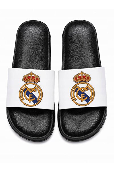 NO BRAND Șlapi pentru bărbați Real Madrid, alb-negru, oficiali, pentru fani ș...