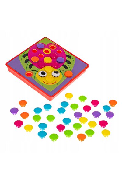 Ikonka BUTTON Joc Puzzle Mozaic, Antrenament pentru Mâini Mici, Educativ, Ciu...