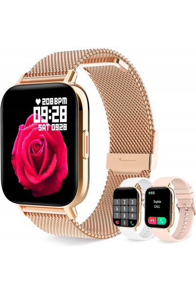 NO BRAND Smartwatch pentru femei cu notificări, monitorizare ritm cardiac, mo...