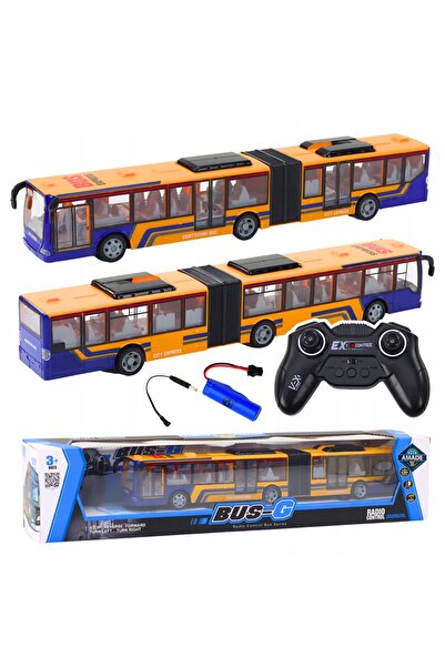 NO BRAND Autobuz urban articulat de 45 cm, telecomandat, cu lumini LED, Pilot