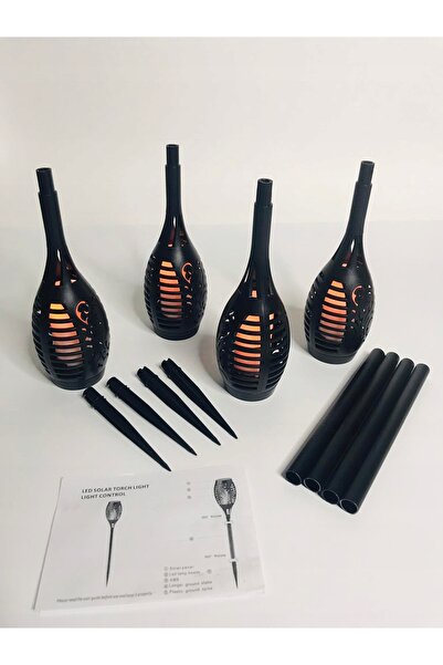NO BRAND SET 4x LAMPĂ GRĂDINĂ SOLARĂ CU ȚAP, LAMPĂ LED TIP TORCH, SENZOR DE A...