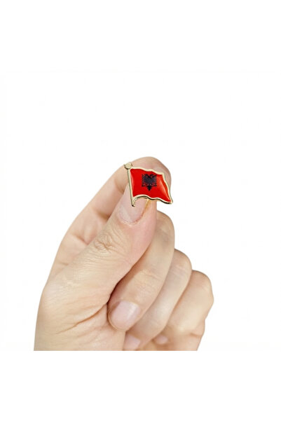 meridox Arnavutluk Bayrağı Zamak Metal Yaka Rozeti 1 Adet