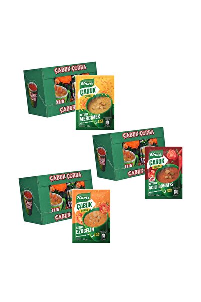 Knorr Çabuk Çorba Mercimek - Ezo Gelin - Acı Domates 72 li Karma Set