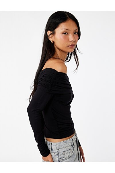 Koton Women's Long Sleeve T-Shirt 7Wal10127Ik Black