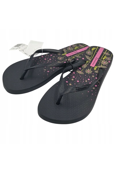 Ipanema Papuci de damă JAPONKI, mărimea 37, negri, cu design floral