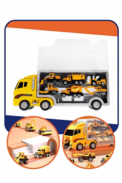 NO BRAND Valiză cu vehicule de construcții pentru copii LAWETA TIR 6 VEHICULE