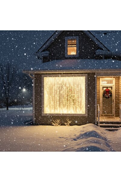NO BRAND Perdea luminoasă LED 3x3 M, 300 LED-uri, pentru fereastră, balcon, f...