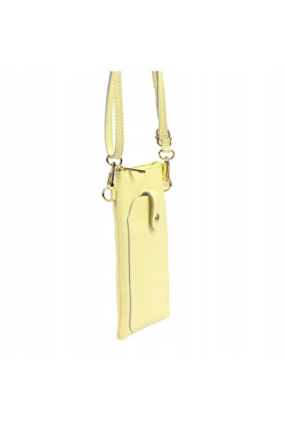 Vera Pelle Husă de telefon tip geantă crossbody din piele LUKA, galben pastel