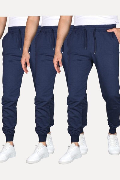 SURMARİ Set of 3 Unisex Regular Fit Ribbed Leggings in Black, Gray, Navy Blue...