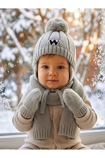 Aware Time Kitti 0-12 Months Baby Boy & Child Lined Scarf, Beanie, Gloves 3-P...