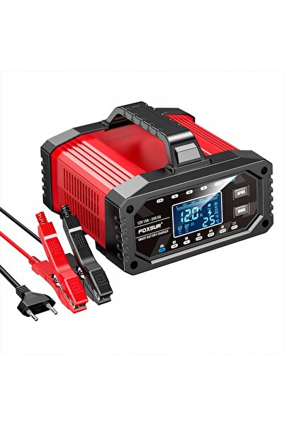 Foxsur Încărcător de baterii auto 12V 24V 15A, încărcător de baterii AGM cu f...