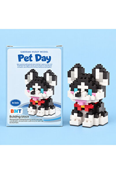 BMT TOYS Sibirya Kurdu Köpek Model Karakter Figürü Brıcks 3D Mini Blok Yapı O...