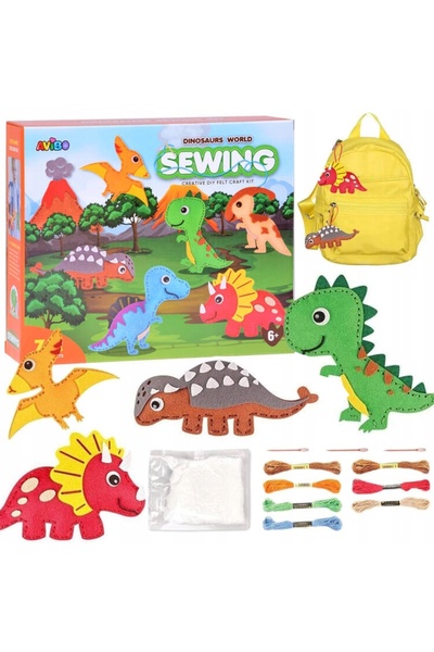 Jokomisiada Set de cusut creativ Dinozauri din pâslă DIY pentru copii Creativ...