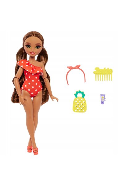 Barbie LALKA DREAM BESTIES MALIBU într-un costum de baie roșu cu buline