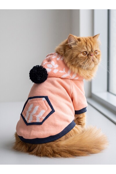 Kemique Peachy Pink Kedi Polar Sweatshirt – Sıcak Tutan Yumuşak Kedi Kıyafeti