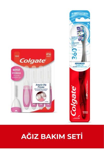 Colgate Diş Eti Bakım Seti: Arayüz Diş Fırçası 4’lü + 360 Advance Floss Tip D...