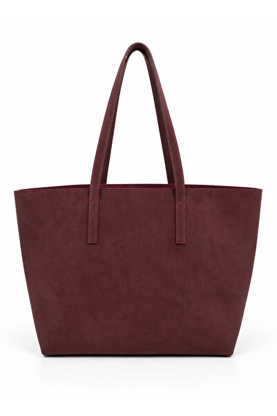 Tecer Bag Kadın Fermuarlı Süet Shopper Omuz Çanta