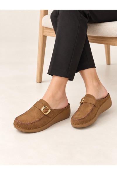 Trendline Women's Closed-Front Thick-Heeled Slippers