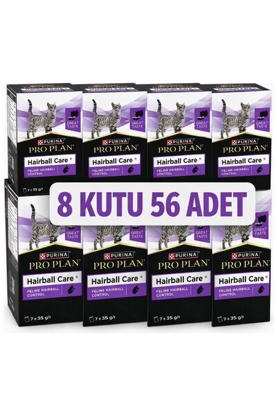 Pro Plan Purina Hairball Care Kedi Yaş Mama 56 adet x 35 gr ( 8 kutu ) Tüy Yu...