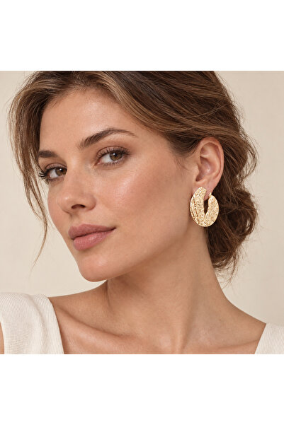GlaMLo Accessories Cercei Statement cu Textură în Relief, 3,9 × 2,9 cm