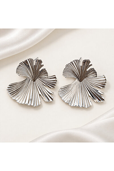 GlaMLo Accessories Εντυπωσιακά Σκουλαρίκια σε Σχήμα Βεντάλιας Γκίνγκο με Πλισ...
