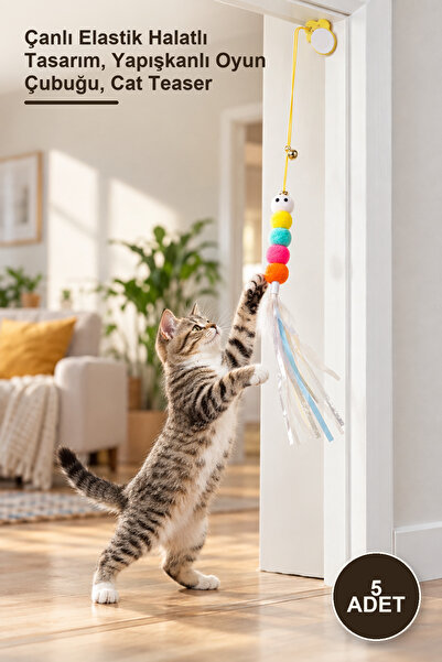 Yenilig 5 Pieces of Elastic Adhesive Cat Play Rods – Elastic Rope Design with...